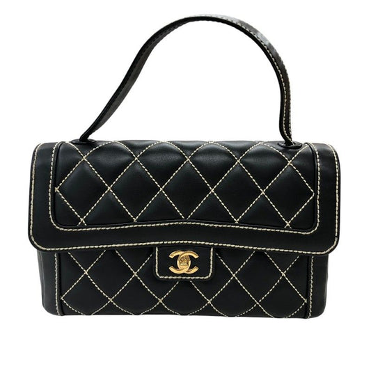CHANEL Wild Stitch Handbag in Black with Gold Hardware