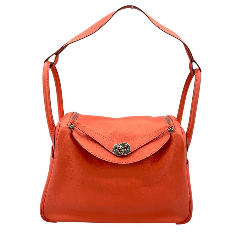 HERMES Lindy 30 Handbag in Flamingo with Silver Hardware