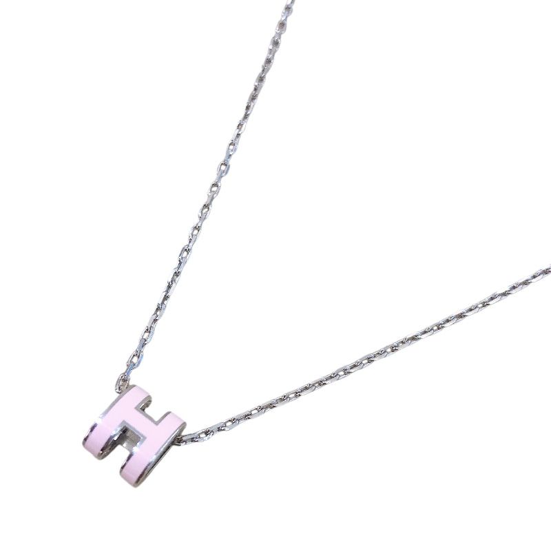 HERMES Pop Ash Mini Necklace in Pink with Silver Hardware