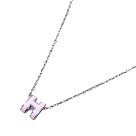 HERMES Pop Ash Mini Necklace in Pink with Silver Hardware