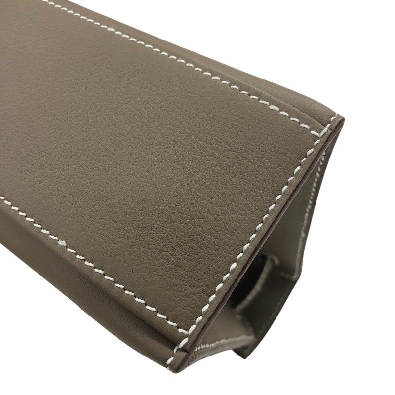 HERMES Kelly Pochette W刻 in Etoupe with Silver Hardware
