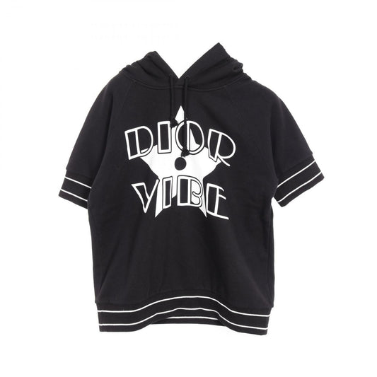Dior VIBE Short Sleeve Hoodie - Elegant Black & White Cotton