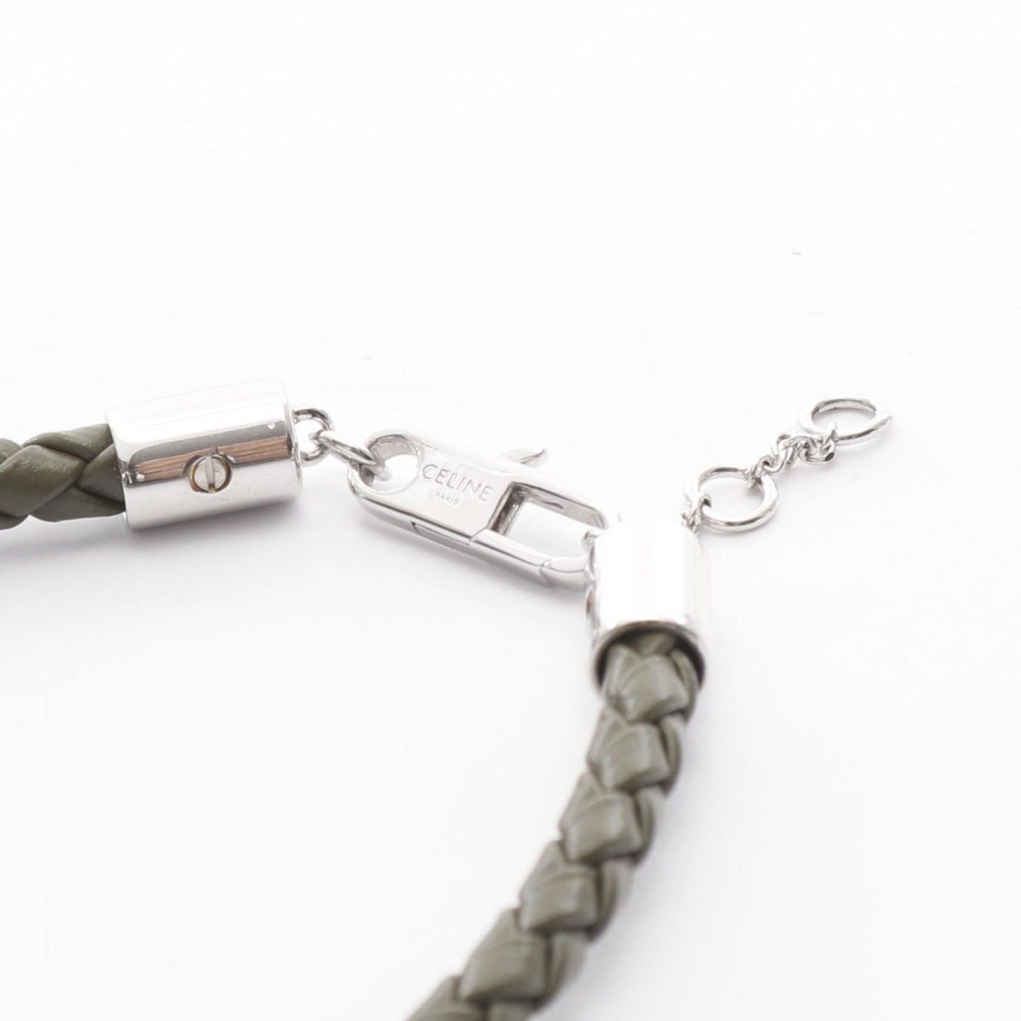 CELINE Triomphe Beach Bracelet in Khaki/Silver - Exquisite Craftsmanship