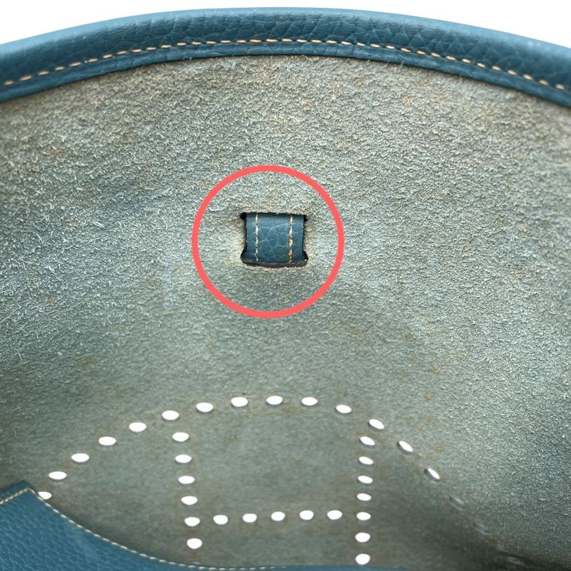 HERMES Evelyne 1 PM Blue Jean Togo Leather Shoulder Bag