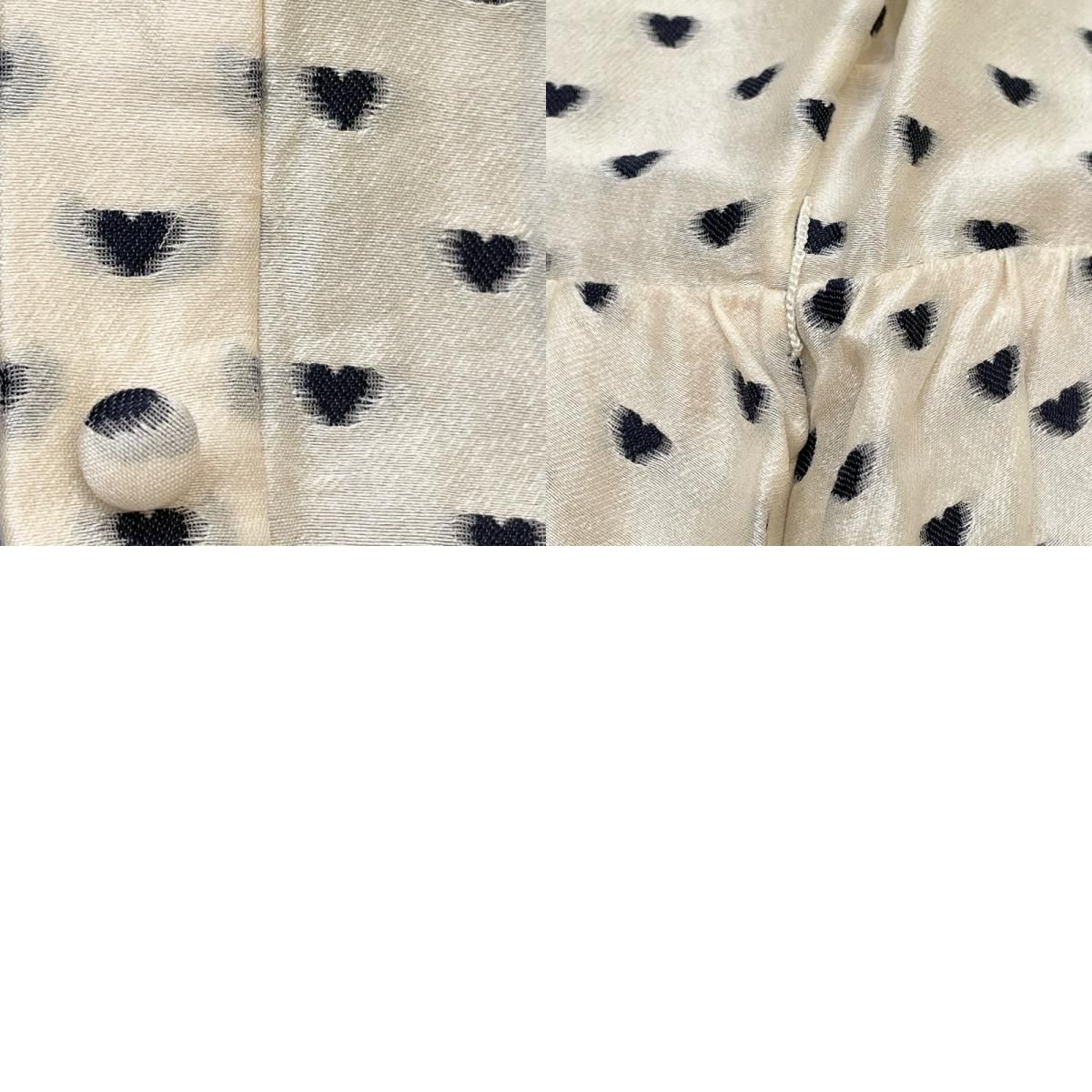 Christian Dior Cream Silk Heart Pattern Sleeveless Dress