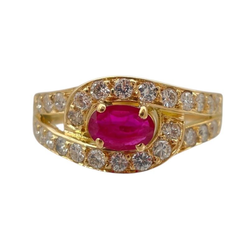 CHAUMET Ruby Diamond Ring in 750YG Gold - Exquisite Craftsmanship