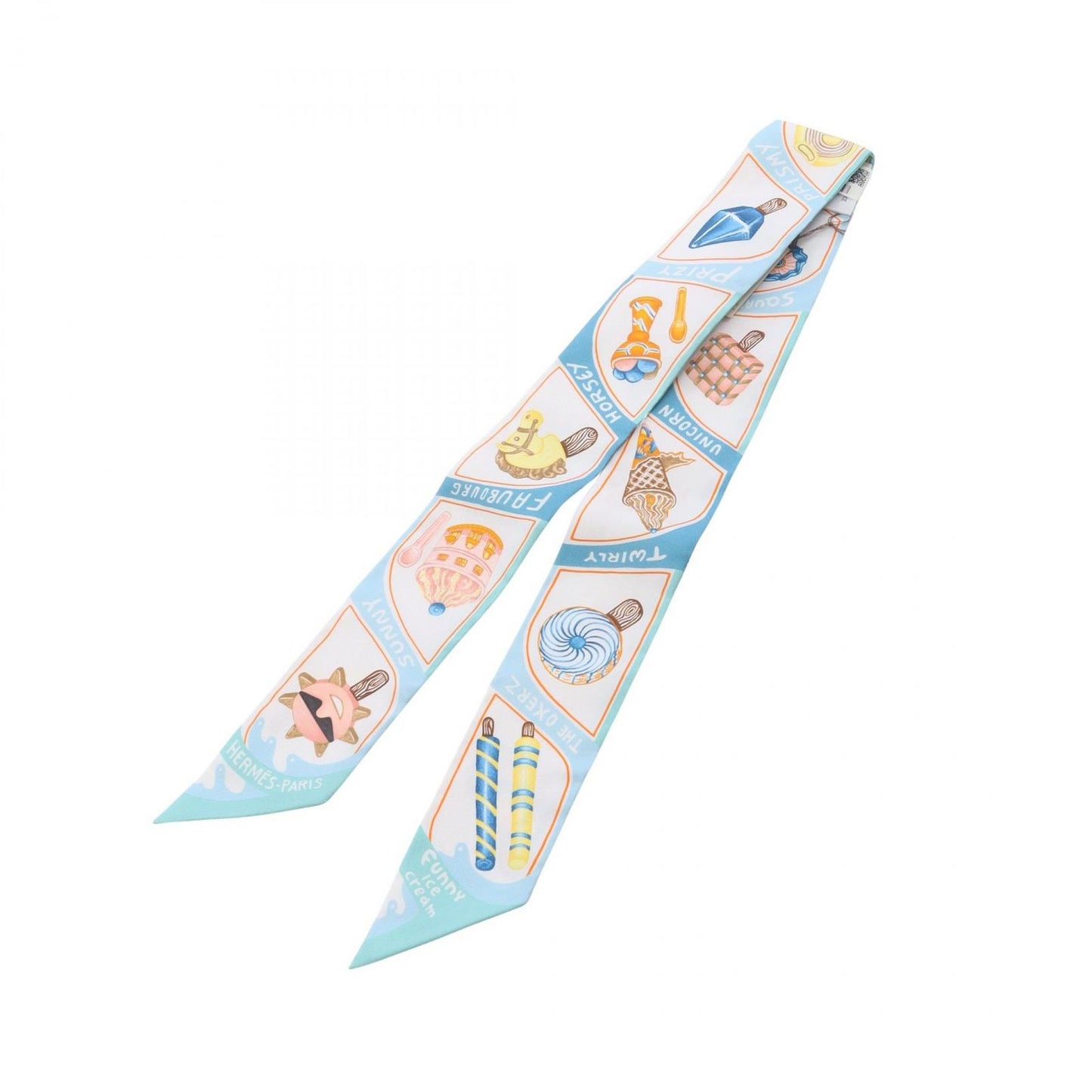 HERMES Twilly Scarf Funny Ice Cream Silk - Unused Luxury Accessory