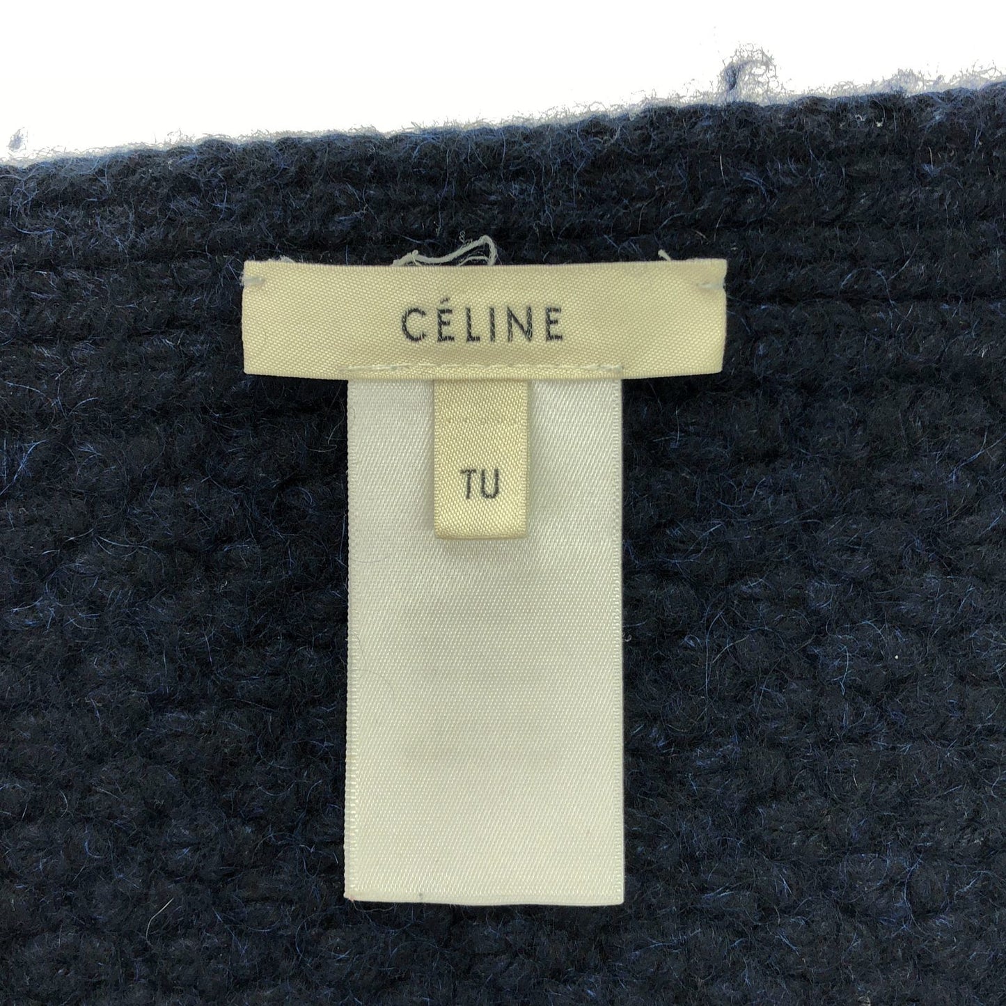 CELINE Navy Cashmere Scarf - Timeless Elegance