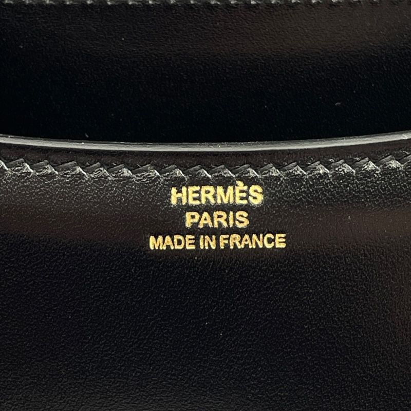 HERMES Constance 3 Mini Black Box Calf Shoulder Bag with Gold Hardware