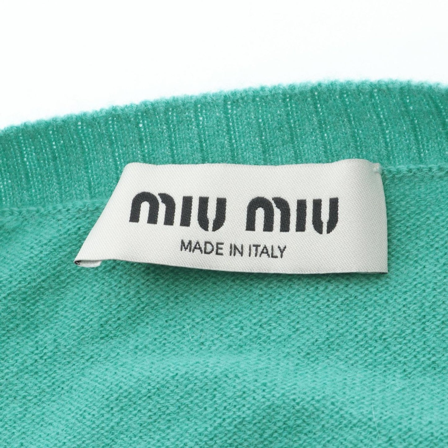Miu Miu Cashmere Silk Logo Cardigan in Elegant Green