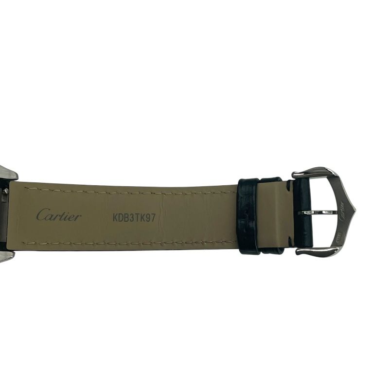 Cartier Santos-Dumont LM WSSA0046 Black SS/Leather Manual Wind Watch