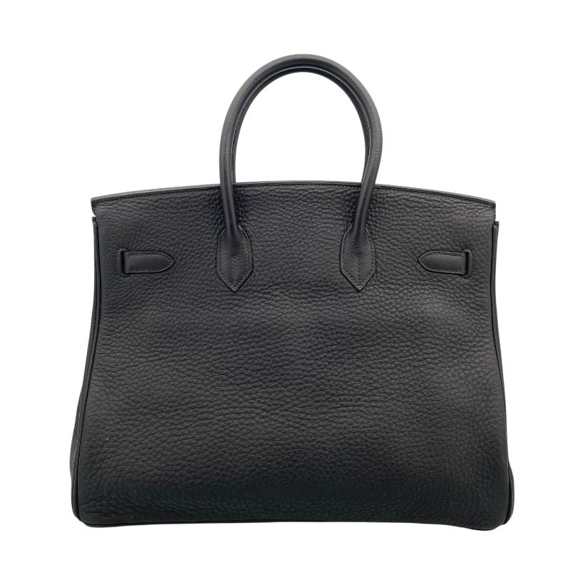 HERMES Birkin 35 Black Fjord Leather Handbag with Gold Hardware
