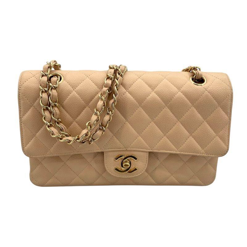 CHANEL Matelassé 25 Beige Caviar Leather Shoulder Bag