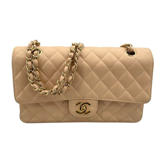 CHANEL Matelassé 25 Beige Caviar Leather Shoulder Bag