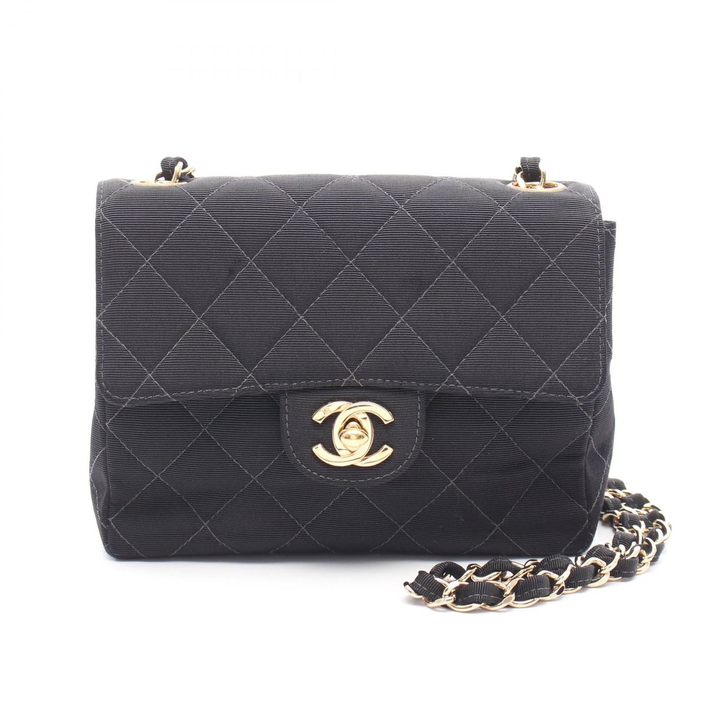 CHANEL Matelassé Single Flap Shoulder Bag - Black Canvas