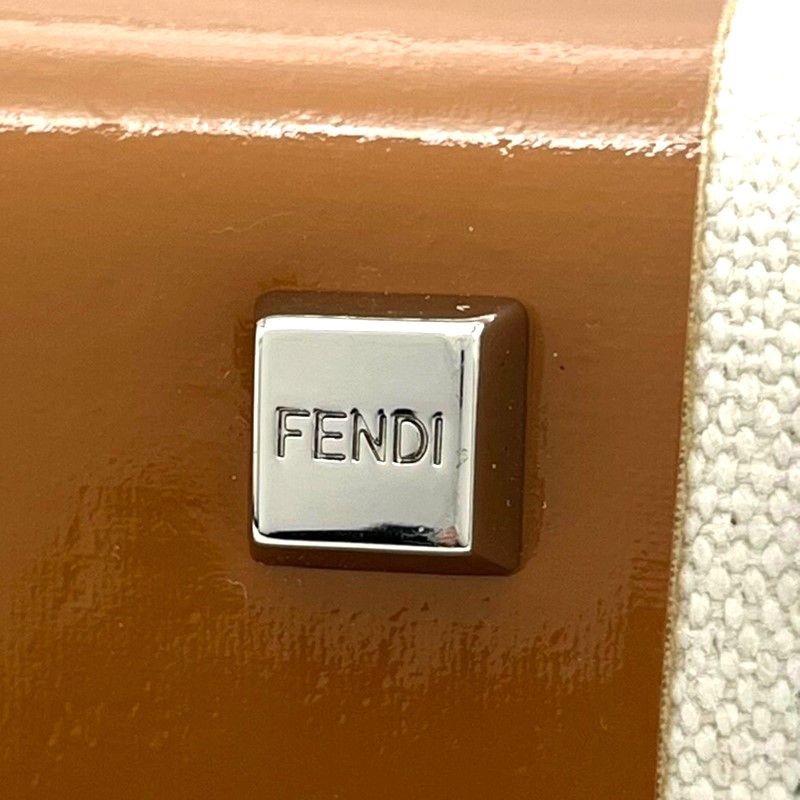 Fendi Sunshine Shopper Mini Handbag - Brown & Ivory Patent Canvas