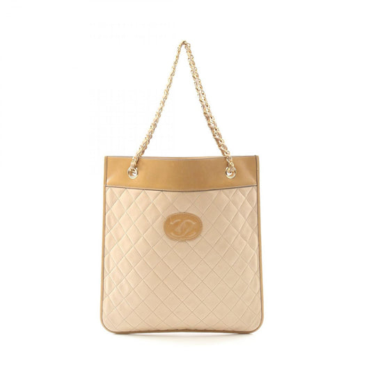 CHANEL Matelassé Tote Bag in Beige Lambskin - Timeless Elegance