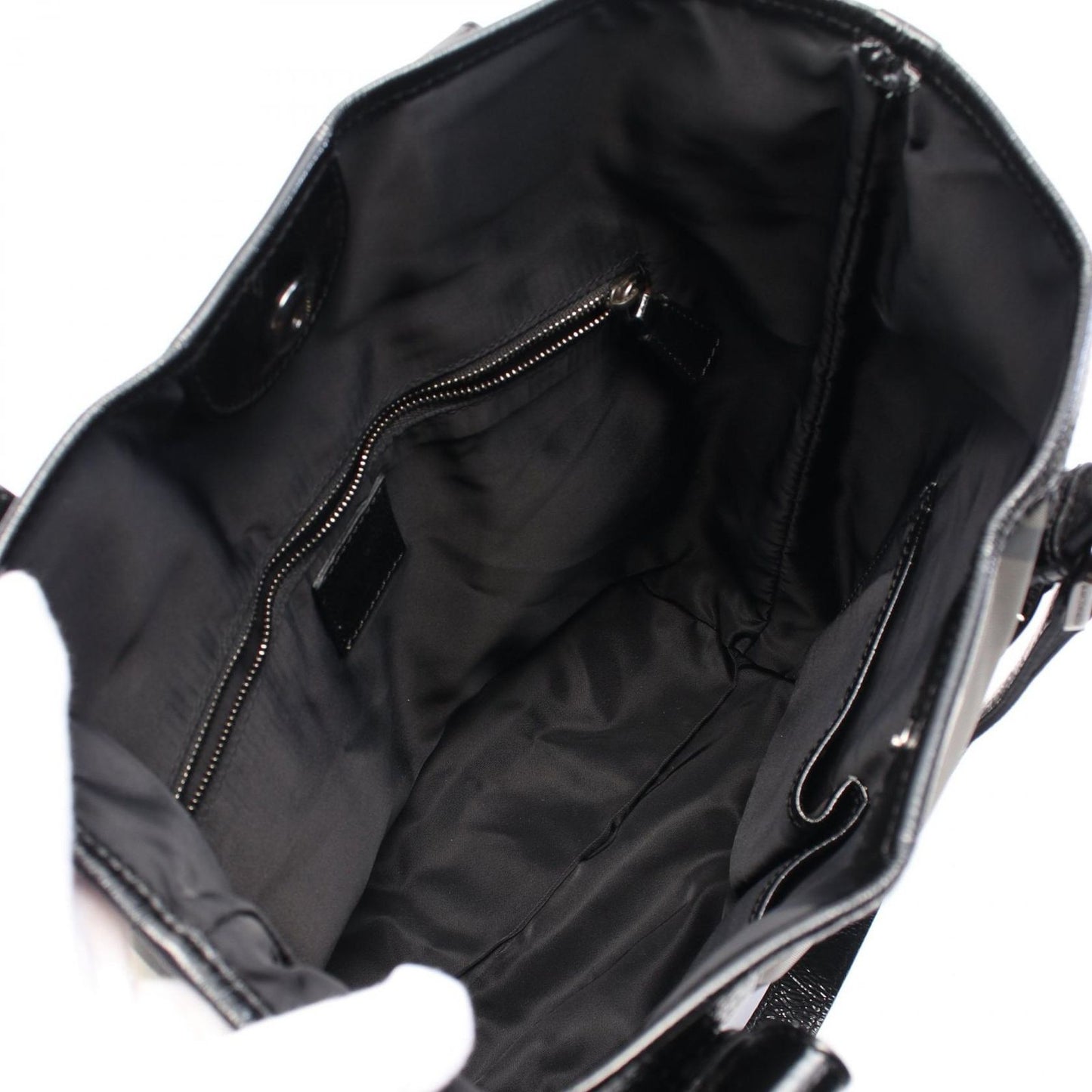 BURBERRY Nylon & Patent Leather Tote Bag - Elegant Black & Gray