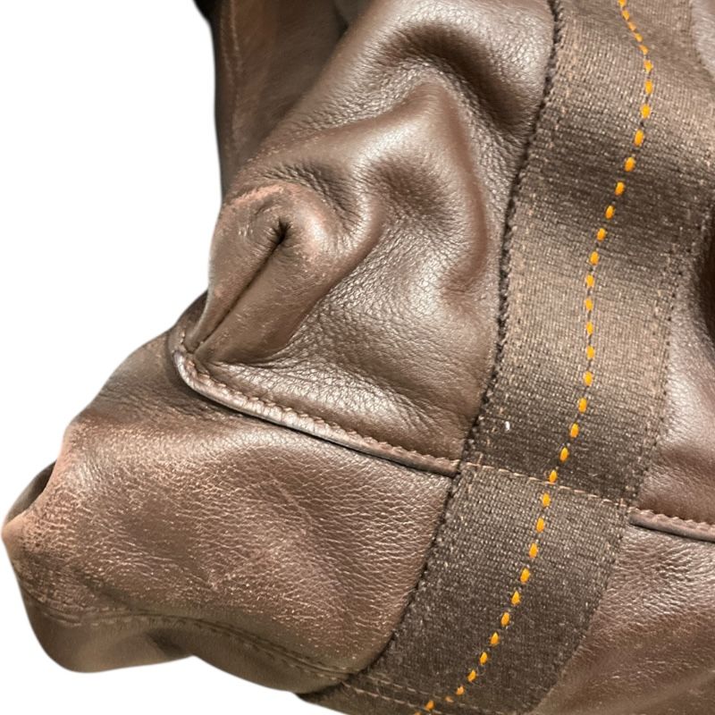 HERMES Caravan Vertical MM Brown Leather Unisex Tote Bag