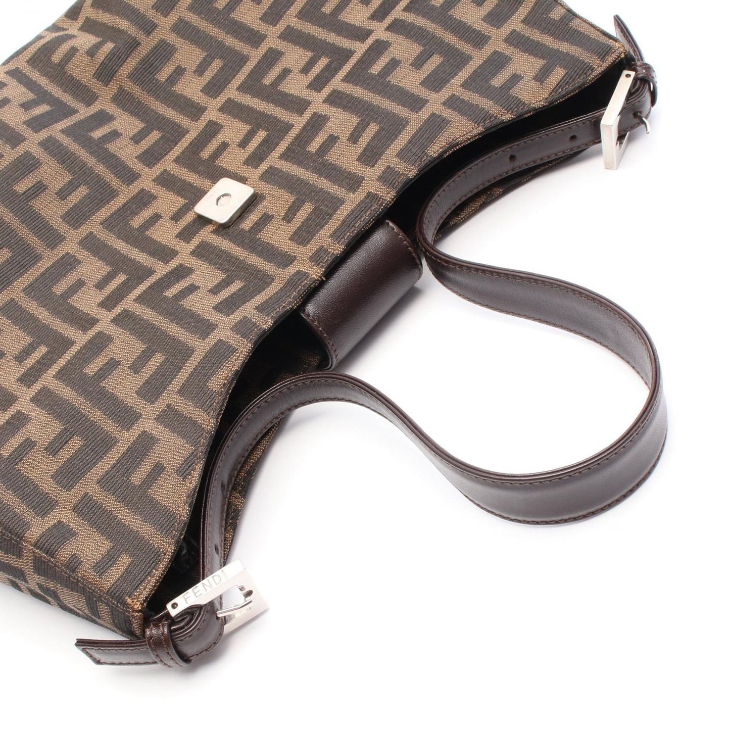 Fendi Zucca Shoulder Bag in Black/Khaki Canvas & Leather