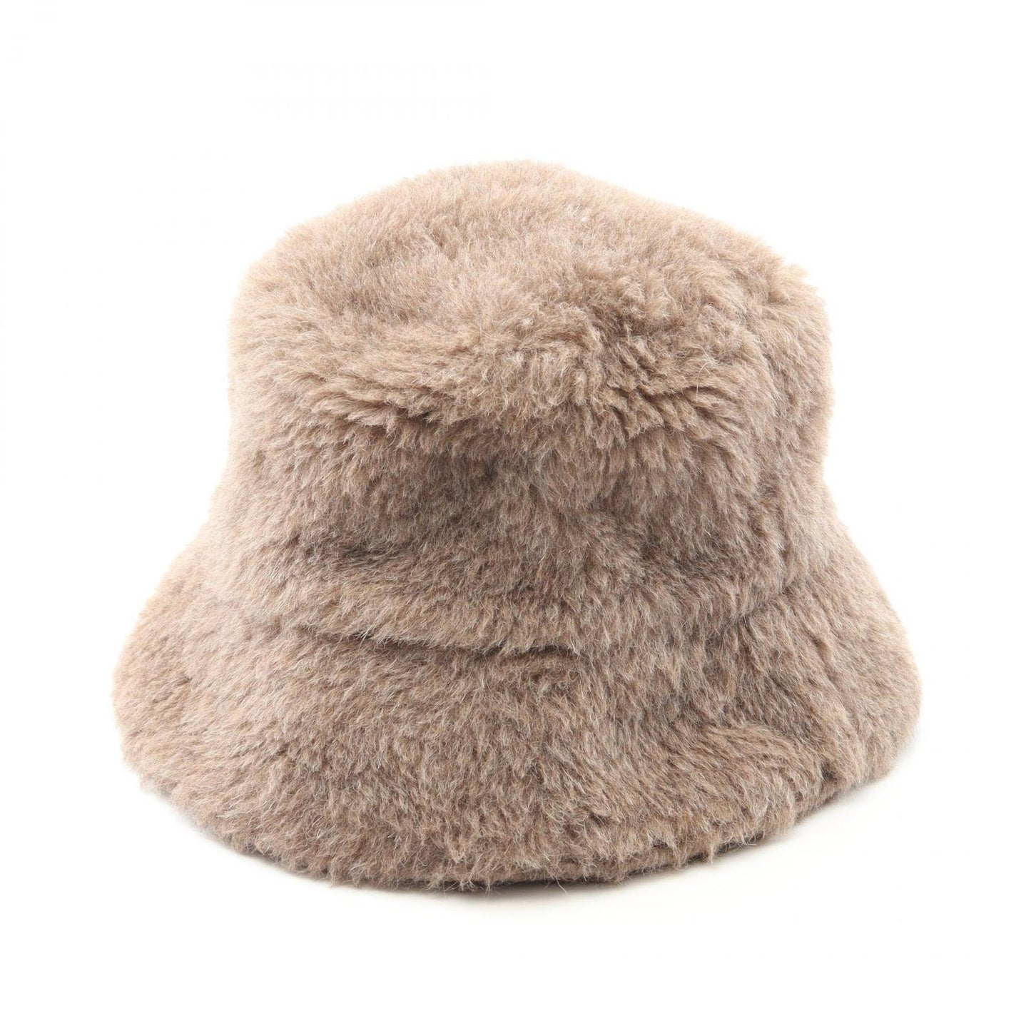 MAX MARA FIGURA1 Teddy Bear Silk Hat in Gray-Brown