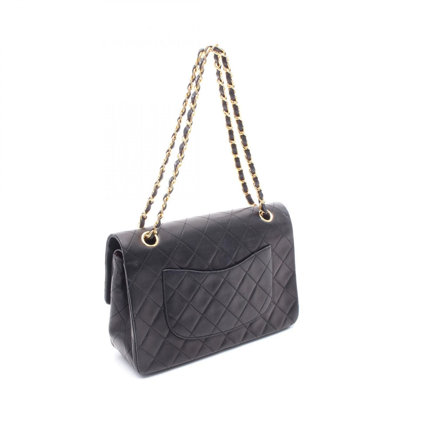 CHANEL Matelassé W Flap Shoulder Bag in Black Lambskin