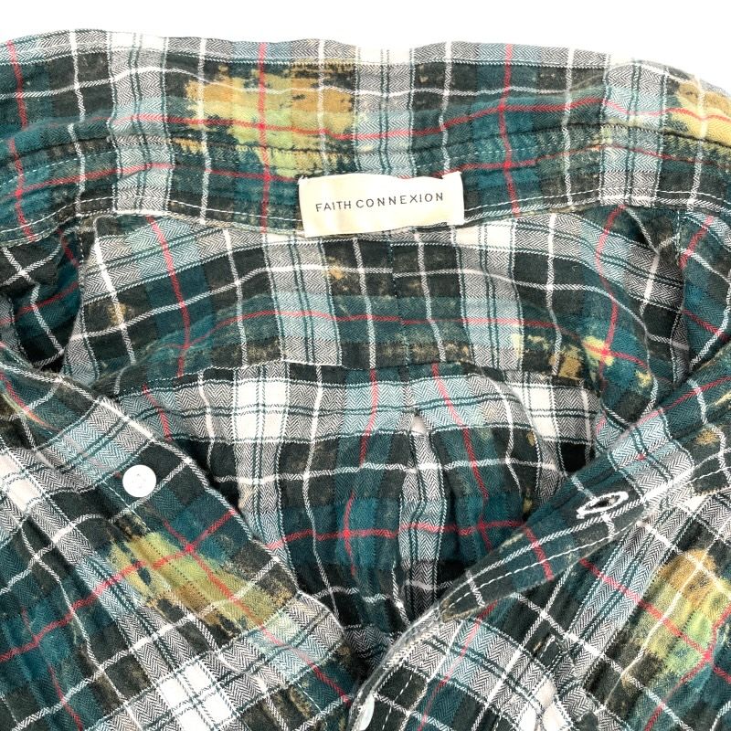 Faith Connexion Multi-Color Bleached Check Flannel Shirt for Men