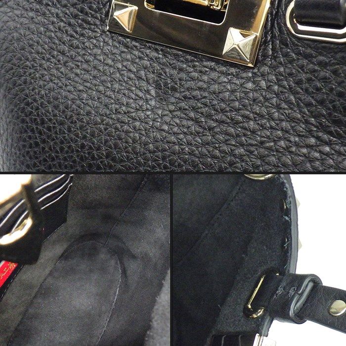 Valentino Rockstud Handbag in Black Grain Calfskin - Timeless Elegance