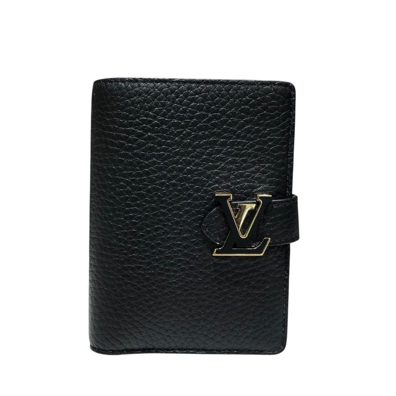 Louis Vuitton LV Vertical Compact Wallet - Black with Gold Hardware