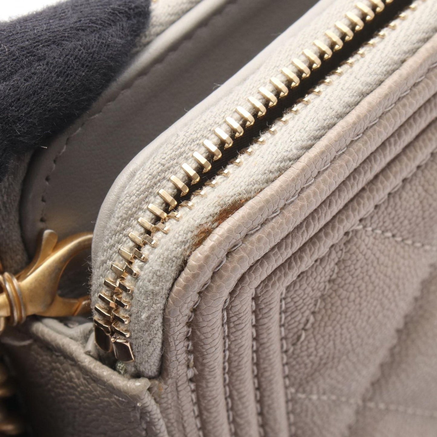 CHANEL Boy Chanel Shoulder Bag A84069 in Greige Leather