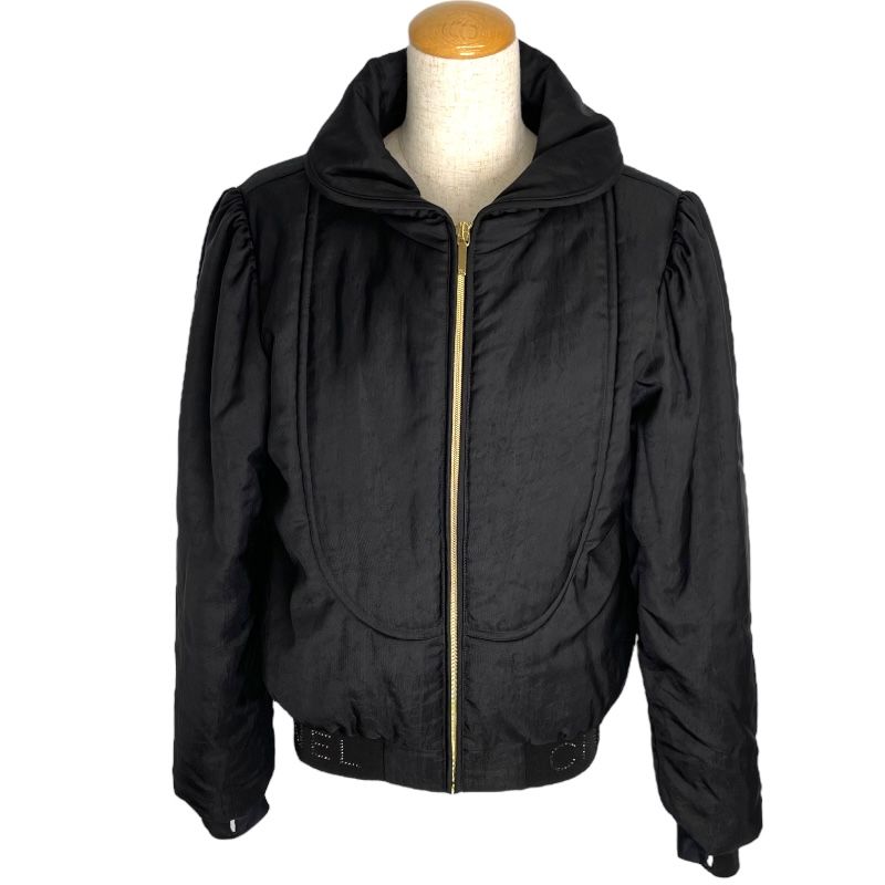 CHANEL Rhinestone Logo Puff Jacket - Black, Size 36
