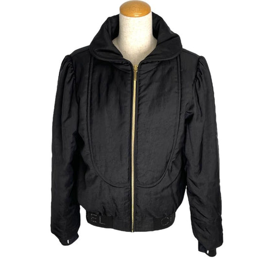 CHANEL Rhinestone Logo Puff Jacket - Black, Size 36