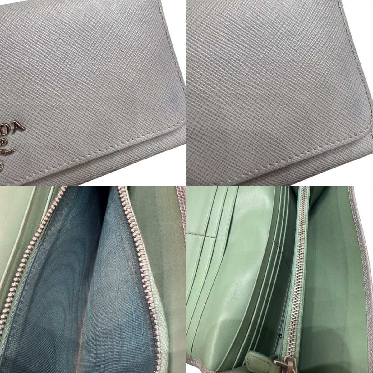 PRADA Grey Saffiano Leather Long Wallet for Women