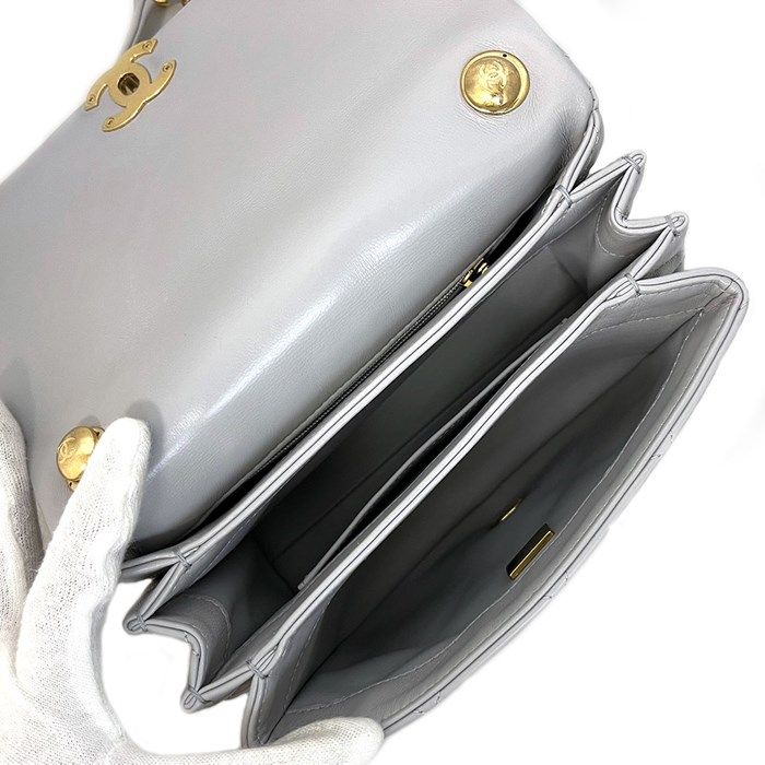 Chanel Métiers d'Art Mini Handle Chain Bag in Grey Lambskin