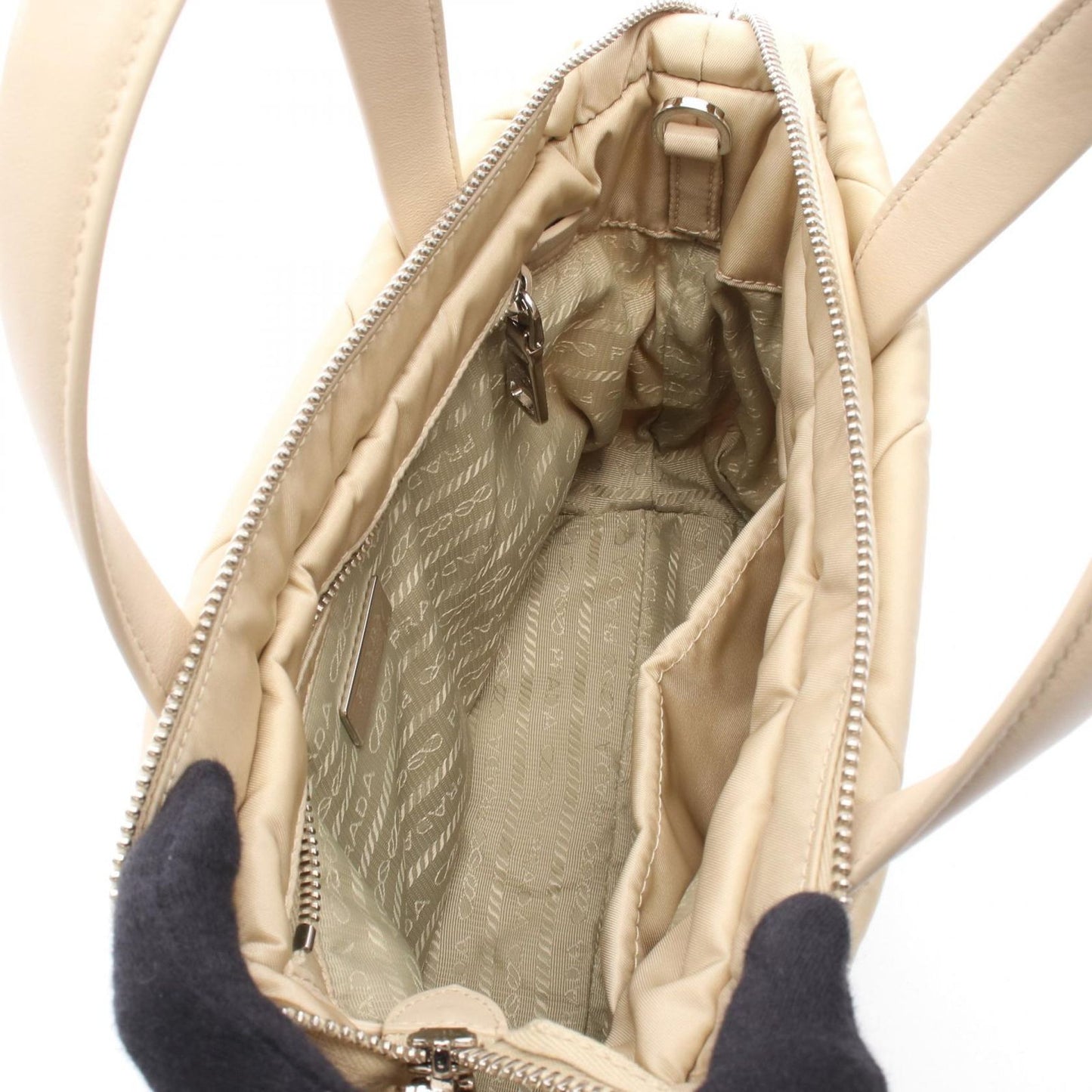 PRADA TESSUTO QUILTIN Re-Nylon Padded Tote Bag - Ivory