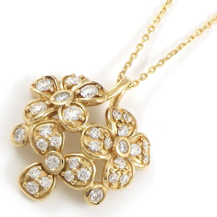 Ponte Vecchio Flower Pave Diamond Necklace in 18K Yellow Gold