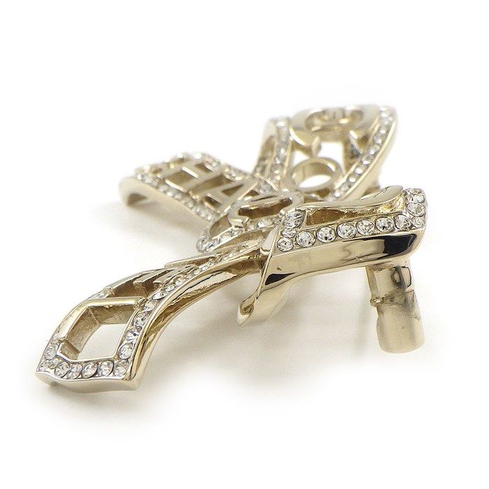 CHANEL Coco Mark Bow Brooch with Rhinestones - Exquisite Craftsmanship