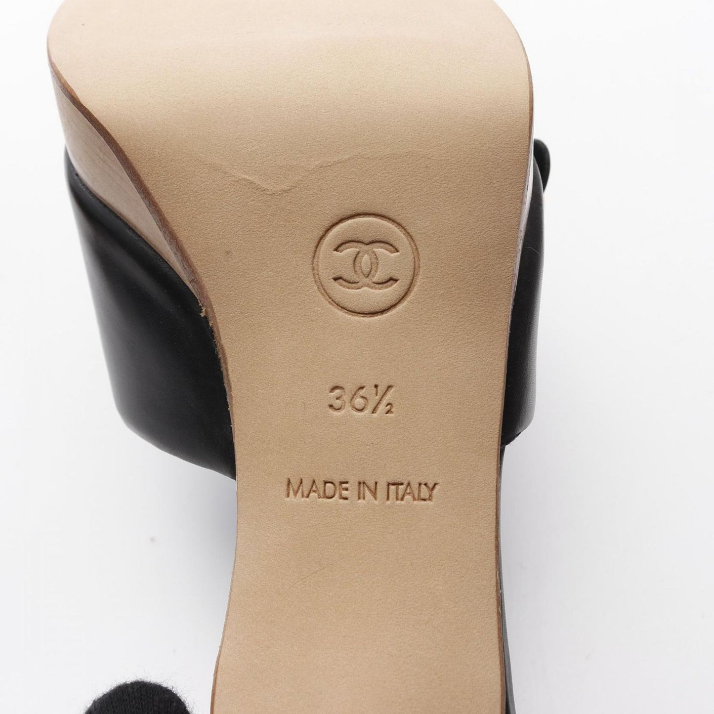 CHANEL Coco Mark Leather Mules - Unworn Elegance in Black