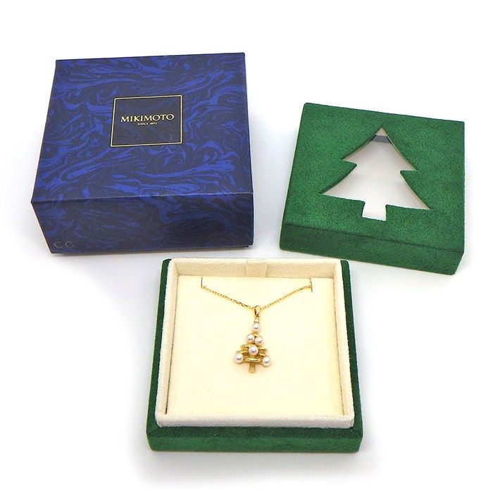 MIKIMOTO Tree Motif Necklace with Pearl and Diamond in K18YG