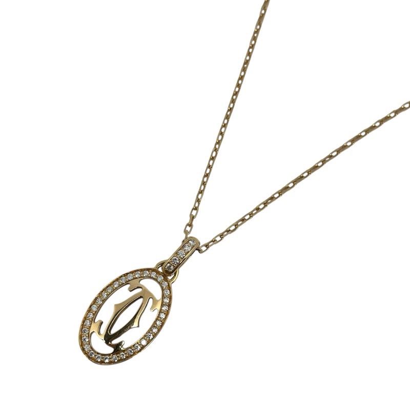 Cartier Logo Double Diamond Necklace in 750PG Gold