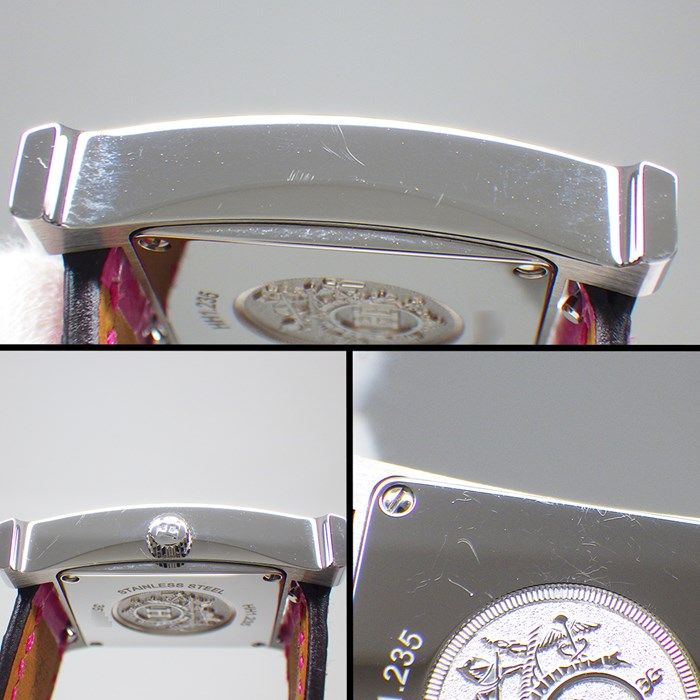 HERMES H-Watch PM 25mm with Diamond Bezel & Pink Alligator Strap