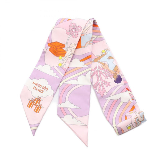 HERMES Carres Volants Twilly Scarf - Unused Silk in Purple