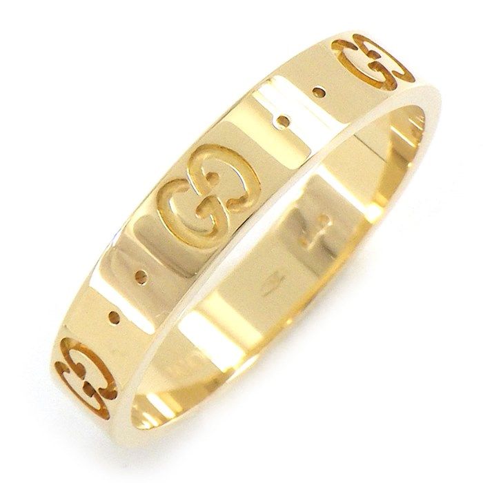 GUCCI Interlocking G Ring in K18 Yellow Gold - Size 17.5