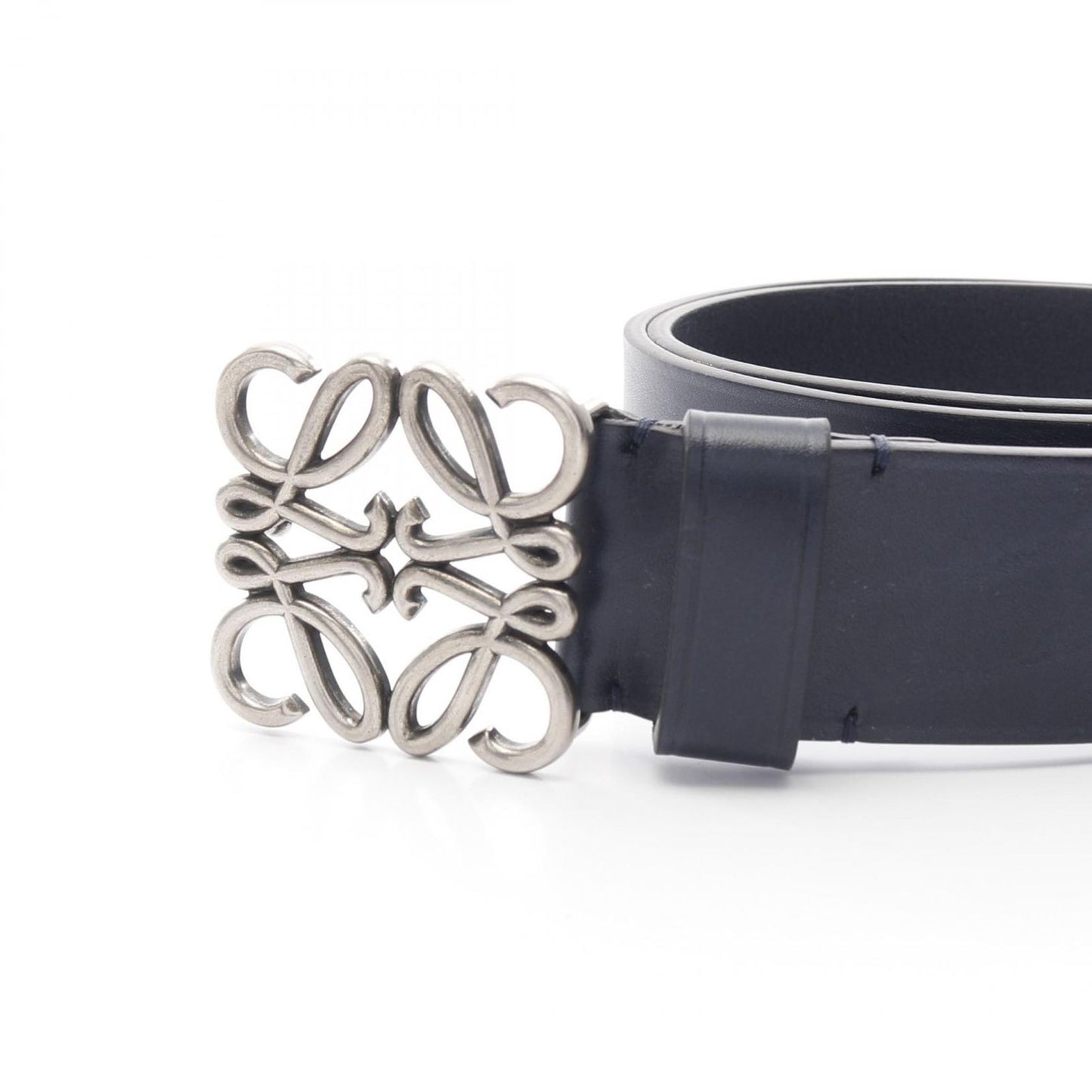 LOEWE Chunky Anagram Belt in Deep Navy Leather - New