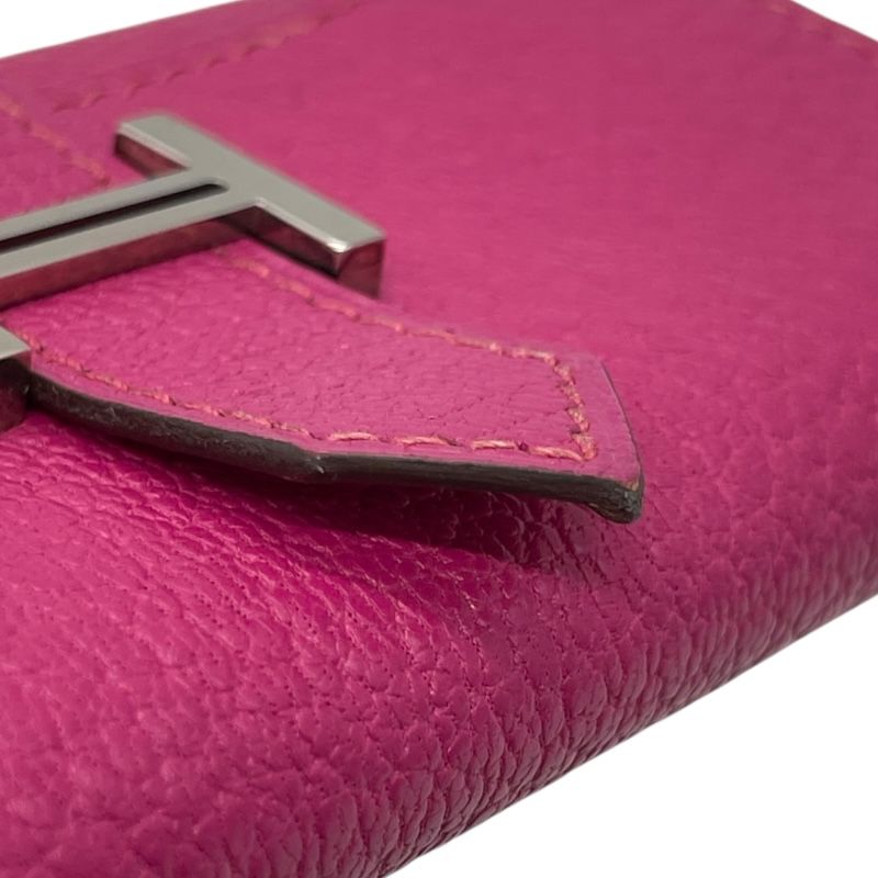 HERMES Béarn Key Case in Fuchsia Pink with Silver Hardware