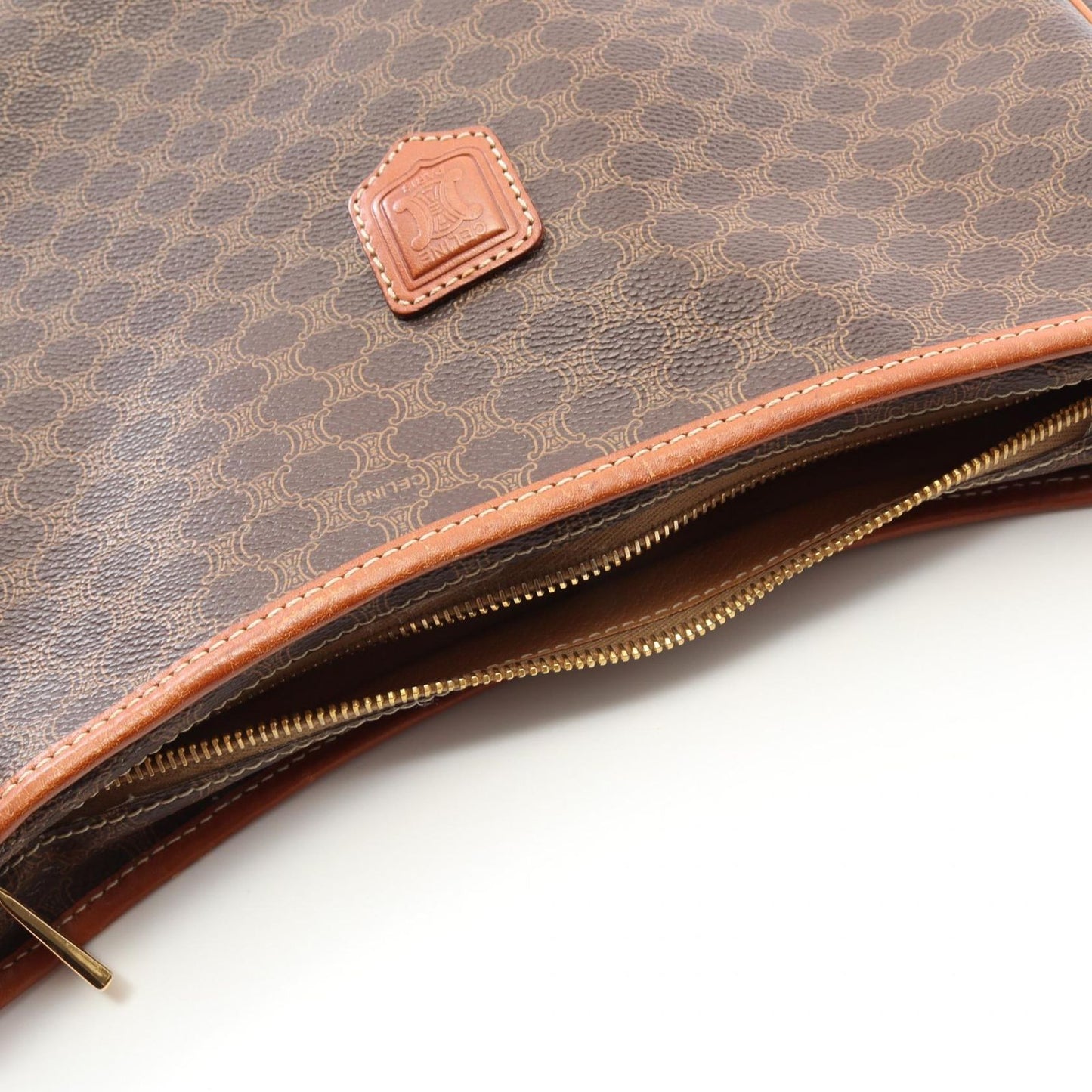 CELINE Macadam Shoulder Bag in Dark Brown PVC Coated Canvas