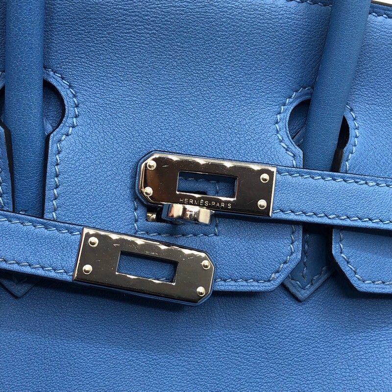 HERMES Birkin 25 T刻 Blue Paradise Swift Handbag