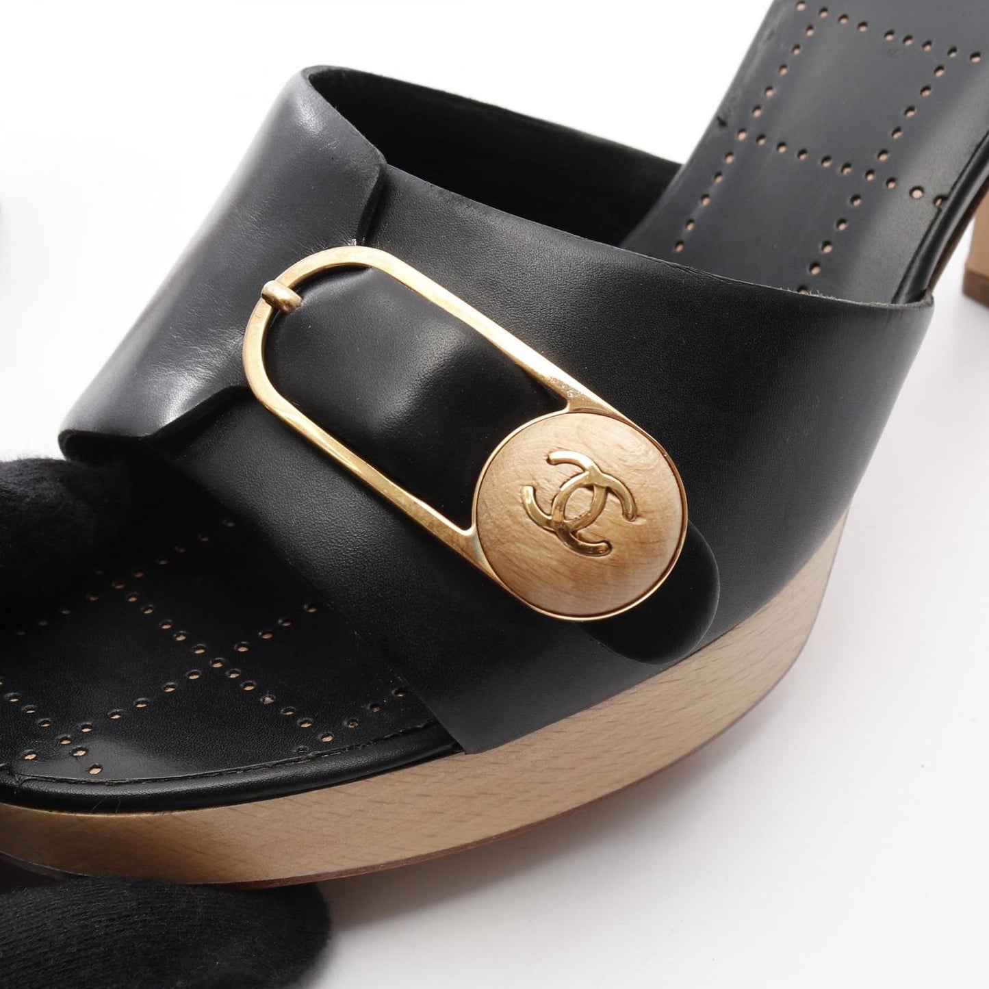 CHANEL Coco Mark Leather Mules - Unworn Elegance in Black