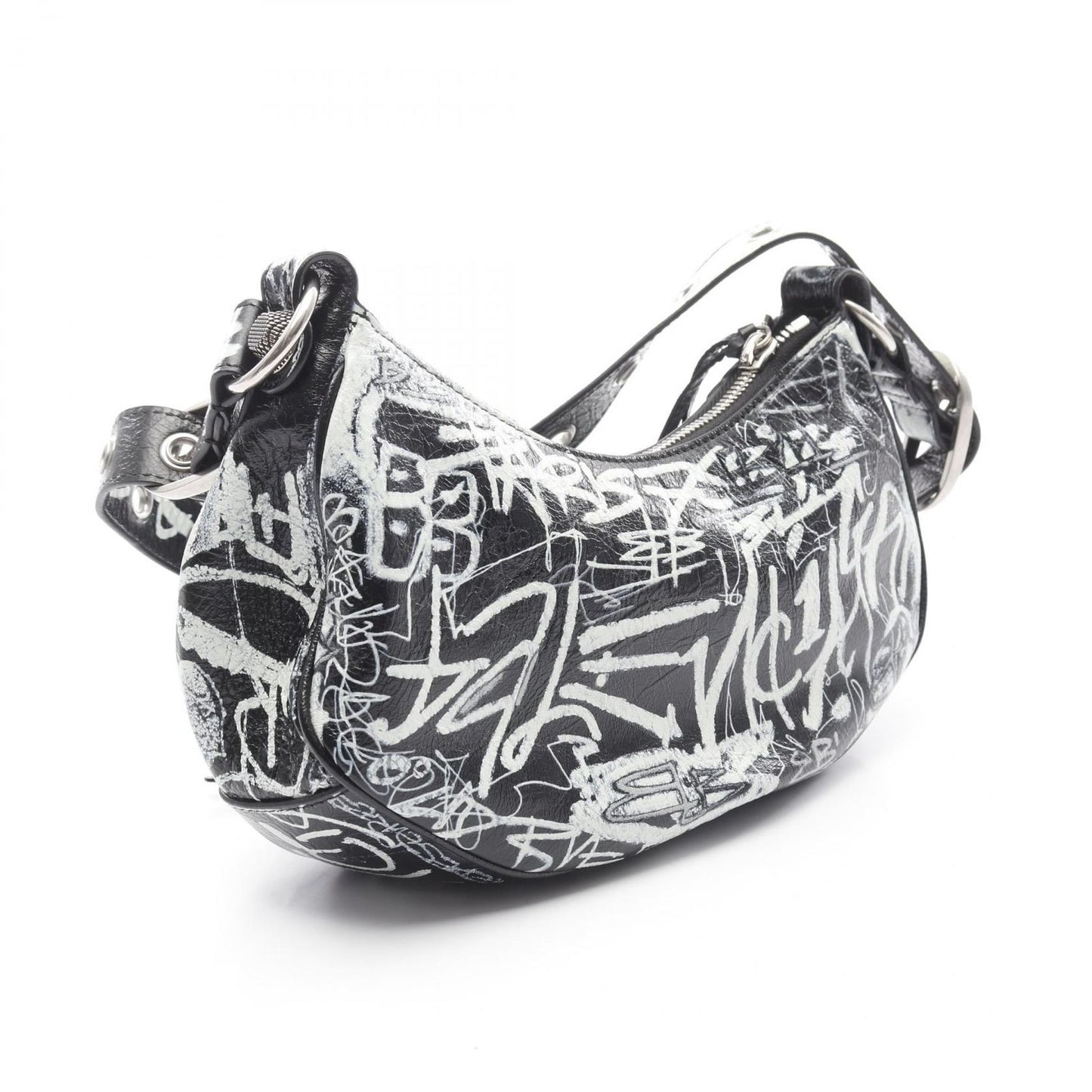 BALENCIAGA Le Cagole XS Shoulder Bag in Black/White Leather