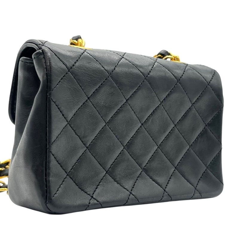 CHANEL Mini Mini Matelassé Black Lambskin Shoulder Bag